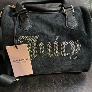 Juicy Couture Liquorice Black Velour Obsession Satchel Bag Purse Viral NWT